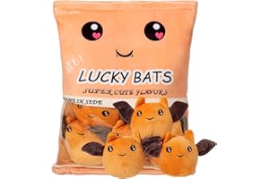 GDGZT Bat Plush Pillow, Soft Bat Plush Toys, Removable Pudding Bat Pillow, Bag with Bat Stuffed Animals, Birthday Bat Gift for Teenagers, Girls, Children (5 Orange Bats)