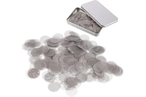 Draftor 200 Pcs 15 mm Stainless Steel Pipe Screen Filters Smoking Screens Pipe Screens with Storage Box for Pipe,Rig,Bong Gauze Ash Catcher