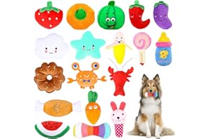 AOKEASE Giochi per Cani, 18 Pezzi Giochi Cane, giochi per cani cuccioli, dog squeaky toy, Gioco Interattivi, Giocattoli da Masticare Regalo per Cuccioli di Taglia Piccola e Cani di Media.