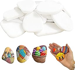 Primasage 16 Stück Flache Steine zum Bemalen, 5-8 cm Steine zum Bemalen Weiß, Natürliche Kieselsteine für DIY Kunst die Gartengestaltung, Vasenarrangements, Blumenerde und Aquariendekoration (Weiß)