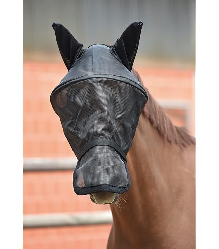 Harrison Howard CareMaster Masque Anti-Mouches Cheval Avec Protection UV Et Oreilles - Noir - Taille L