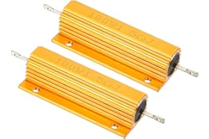 PATIKIL 2 Stück 100W 1.5 Ohm Aluminium Hülle Widerstand Gehäuse Draht Widerstände Schraube Tap Leistungswiderstand Goldton