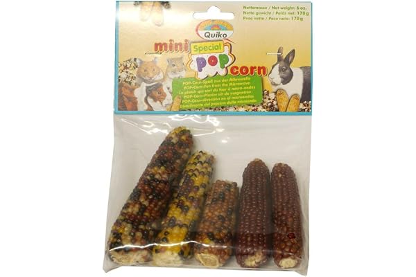 Quiko Mini Pop Corn Special 170g pour rongeurs - épis de maïs au Naturel avec de précieux nutriments