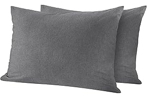 TOCOMOA Federe Cuscino Letto Cotone, Federa Cuscino 50x80 cm con Cerniera(Set di 2), Federe Cuscini Letto Matrimoniale Cotone Traspirante - 100% Cotone Lavato, Grigio Scuro