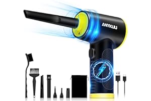 Anykuu Souffleur PC Electrique 7500 mAh，90000 TR/Min 3 Vitesses Bombe - Air Comprimé Nettoyage avec Lumière LED，Aspirateur Voiture Rechargeable, Dépoussiérants Puissants.