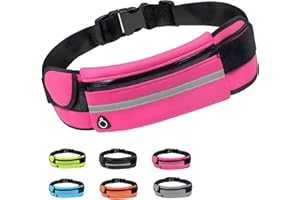 JYJLLM Slim Running Belt, Reflective Run Waist Belt for Workout Jogging with Headphone Port, Lightweight, Compact, and Large Capacity，Tight fit Without Shaking，Multiple Colors to (Pink)