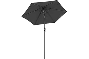 SONGMICS Parasol ogrodowy 2,1 m, UPF 50+, osłona przeciwsłoneczna, nachylenie 30° w 2 kierunkach, uchwyt korbowy do otwierania i zamykania, do ogrodu, na basen, balkon, patio, podstawa nie jest