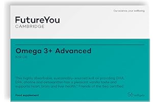 FUTUREYOU CAMBRIDGE Omega 3+ Advanced – Easy-to-Absorb EPA, DHA Supplements - Vanilla Flavoured, Sustainably Sourced Krill Oil - 28 Day Supply