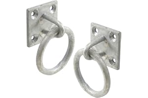WHITE HINGE 2X Galvanised Lashing Ring On Plate/Chain Tether