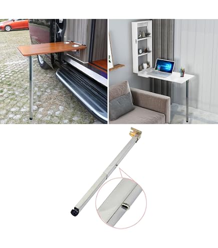 Gamba Da Tavolo Regolabile 520-770 Mm | Per Camper, Barca, Balcone | Pieghevole E Salvaspazio Con Blocco A Pulsante