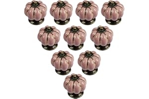 PsmGoods®, pomelli vintage con design "a zucca" in stile europeo per porte e cassetti, adatti a cassettiere, credenze, armadietti, maniglie, manopole, 10 pezzi, Rosa