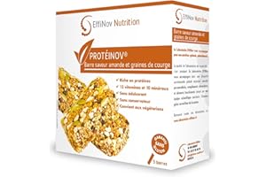 EFFINOV NUTRITION PROTEINOV - Barre Protéine (25%) - Maintien de la Masse Musculaire – Energétique & Antifatigue – Saveur Amande et Graines de Courge – Sans Gluten - Laboratoire français - 5 x 58g