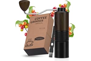 LIUWID Kaffeemühle Manuell mit Kegelmahlwerk Handkaffeemühle Manuelle Kaffeemühle mit Holzgriff Espressomühle Hand Verstellbarer Mahlgrad Handmühle für Espresso Bis French Press