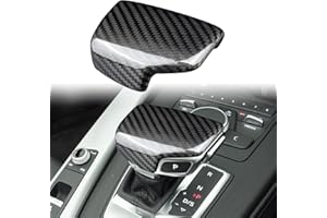 KUNGKIC Real Carbon Fiber Car Gear Shift Knob Cover Sticker Interior Trim for A4L A4 A5 Q7 Q5 Accessories (Black)