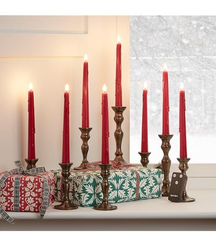 Velas LED Sin Llama Lights4fun TruGlow - Pack De 4, Cera Roja, Temporizador Y Mando A Distancia