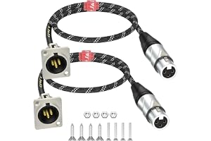 J&D XLR-kabel Typ D, 2-Pack XLR Pass Through-kabel, Hona till Hane Adapter Nylonfläta för Stage Box, Patchpanel, Panelmonteri