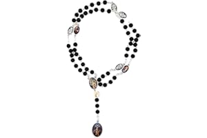 Venerare Seven Sorrows Rosary Chaplet,Traditional Catholic Devotion,Hand Made in Italy,Comes With Explanatory Brochure With All Prayers,Makes a Great Gift! (Deluxe Rosary,Black Wood Beads), Glass