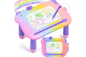 Afoxon Unicorn Toddler Girl Toys, Colorful Magnetic Drawing Board, Learning Toy, Portable Magna Kids Doodle Travel Essentials, Mess-Free Etch Sketch, Christmas Birthday Gifts (Rainbow)