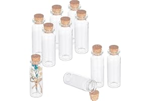 PH PandaHall 10 st 20 ml glasflaska 20 ml mini glasflaskor korklock för behållare pärlbehållare skapande förvaring smycken dr