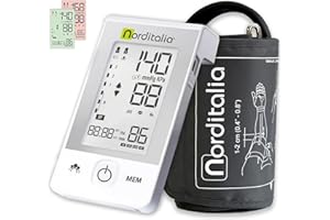 NORDITALIA, DBP-6177, Misuratore di Pressione da Braccio con Tecnologia Inflation - Sfigmomanometro per pressione arteriosa completamente automatico - Batterie Incluse