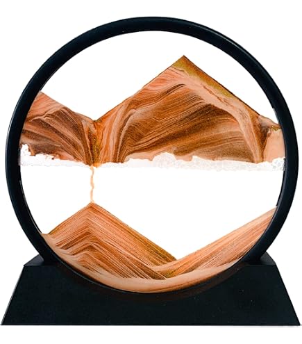 Fließendes Sandbild Rund – Beweglicher Sand, 3D-Landschaft, 17,8 Cm, Glas-Rahmen Für Zuhause & Büro
