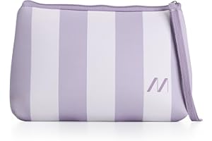 Muitomas, Pochette da Donna in Neoprene a Strisce, Borsa da Donna con Chiusura Zip e Laccio Polso, 24x16x6