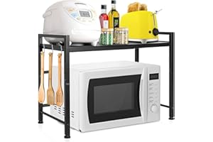OUUTMEE Regał do kuchenki mikrofalowej, 2-stopniowy stojak na kuchenkę mikrofalową, stal węglowa, uchwyt do kuchenki mikrofalowej, blat kuchenny, stabilny i mocny
