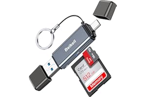Beikell SD Card Reader, Dual Connector USB C Card Reader USB 3.0 Memory Card Adapter - Supports SD/SDXC/Micro SD/Micro SDXC/SDHC/MMC/RS-MMC/UHS-I, Compatible with MacBook Pro,Air,Galaxy etc.​
