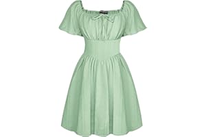 SCARLET DARKNESS Women's Renaissance Dress Square Neck Bubble Dress Medieval Mini Summer Corset Dress