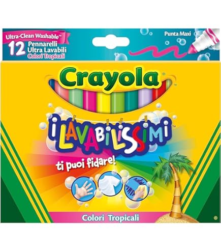 Crayola - 12 Feutres Fins Ultra Lavables (pointe Fine) - Boîte Française - Loisir Créatif - Coloriage - Papeterie - Dessin - à P