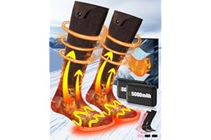 EVENTEK Chaussettes Chauffantes, [Militaires Chauffage Experts] Chaussette Chauffante Homme Femme avec 3 Réglages de Chaleur, Chaussette Chauffante Jusqu'à 60℃ pour Chasse Ski Randonnée Pêche Vélo