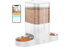 HoneyGuaridan Automatic Cat Feeder, 2.4G WiFi Smart Pet Feeder with APP Control for Remote Feeding, 5L Timed Cat Food Dispenser Programmable 1-6 Meals, for 2 Cats & Dogs
