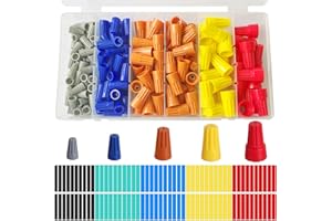MKBKLLJY 280Pcs Wire Nuts Connectors Assortment Kit,5 Sizes Electrical Wire Caps,Portable Wire Insulating Insert Twist Caps Connectors,with Colorful Heat Shrink Tube for Quick Connection
