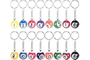 Aboiledy 16 Stück Bunt Billardkugel Schlüsselanhänger, Schlüsselring Keychain, 8 Ball schlüsselanhänger, Billard kreatives schlüsselanhänger Keychain, 25mm, Kunststoff schlüsselanhänger