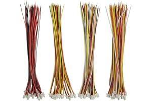 GTIWUNG 60 Pezzi Connettori Maschio Intestati JST, Mini Micro JST 2.0 PH 2/3/4/5Pin Connettore Spina Maschio con 15cm Cavo