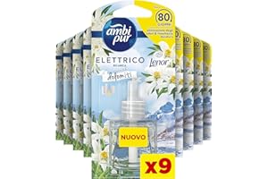 Ambi Pur Profumatore per Ambienti, 9 Ricariche per Diffusore, Fragranza Brezza delle Dolomiti, Deodorante Elimina Odori, Fino a 80 Giorni di Profumo