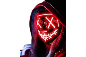 AnanBros Máscara de Halloween con luz LED que brilla en la oscuridad, 3 modos de iluminación para juegos de disfraces, cosplay y fiestas