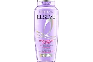 L'Oréal Paris Elseve, szampon nawilżający dla błyszczących i zdrowych włosów, z kwasem hialuronowym dla zwiększenia nawilżenia, Hyaluron Plump, 400 ml