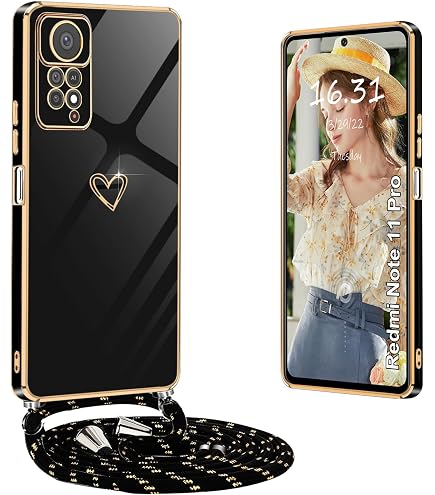 ISOI Handykette Für Xiaomi Redmi Note 11 Pro 5G — Transparente TPU-Hülle Mit Airbag-Schutz & Verstellbarem Band | Rosa