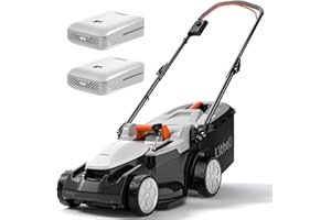 Litheli Tondeuse à Gazon sans Fil 37cm, 2X 20V Batteries 4.0Ah, Hauteur Réglable 25-75mm, Bac 40L, pour Pelouses jusqu'à 300m² (Jardin & Petits Espaces)
