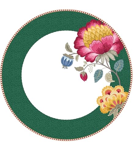 Pip Studio Teller 'Flower Fest' – 26,5 Cm, Porzellan, In LightBlue/Red, Mit Scallop-Rand, 1 Stück