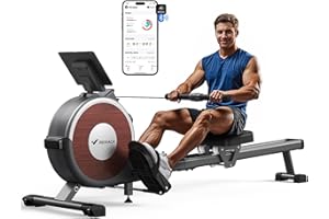 MERACH Rowing Machine for Home Gym, Magnetic Rower with 16 Levels of Quiet Resistance, Dual Slide Rails, 158 kg Weight Capacity, App Compatible