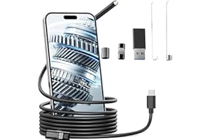 Mokeum Endoscopio per Smartphone, 5,5 mm/2 m Telecamera Endoscopica, WiFi Endoscopio USB, con 6 luci LED, IP67, impermeabile, per dispositivi Android e tablet