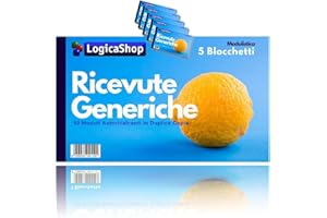 LogicaShop Blocchetto Ricevute Generiche Pagamento in Duplice Copia Autoricalcanti, per Associazioni Sportive e Affitto, 50x2 (5)