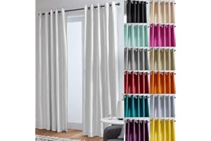 John Aird Luxury Faux Silk Fully Lined Eyelet Curtains (White, 229cm Width x 183cm Drop (90"x 72")