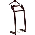 Proman Products Windsor Suit Valet Stand VL16001 with Top Tray, Contour Hanger, Trouser Bar, Tie & Belt Hooks and Shoe Rack, 17" W x 14" D x 40" H, Dark Walnut