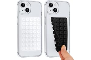 Knrlqim 2 Pièces Ventouse Telephone Portable en Silicone Double Face Support,Mains Libres Suction Phone Holder PolyvalentTous Les modèles de téléphones,Durable et Facile à Utiliser(Transparent,Noir)
