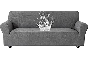 Ystyle Funda Sofa Impermeable 3 Plazas, Ajustables Fundas Sofa Elasticas, Universales Cubre Sofas Antiarañazos Gatos, Couch Cover Antideslizante Antimanchas, con Reposabrazos, Gris Claro