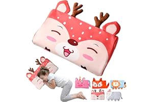 YAOZUP Lunalow Coussin Enfant, Oreiller Ergonomique Enfant, Respirant, Confortable, Détachable, Oreiller Sieste Maternelle vec Taie pour La Crèche, 45 x 27 cm (cerf)