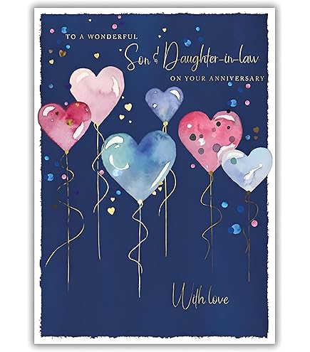 3rd Son And Daughter-in-Law Anniversary Card Contemporary Hearts Milos Gallery